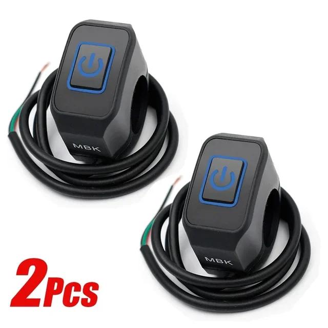 22mm Motorcycle Switch Button Handlebar Mount Waterproof Modified Switch Headlight Horn Control ON/OFF with LED Display Lamp
