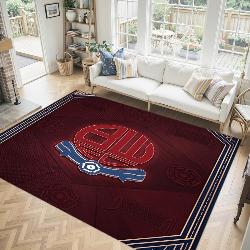 Bolton Wanderers FC Design Crystal Velvet Carpet Cozy Non?Slip Printed Rug For Bedroom Living Room Entrance