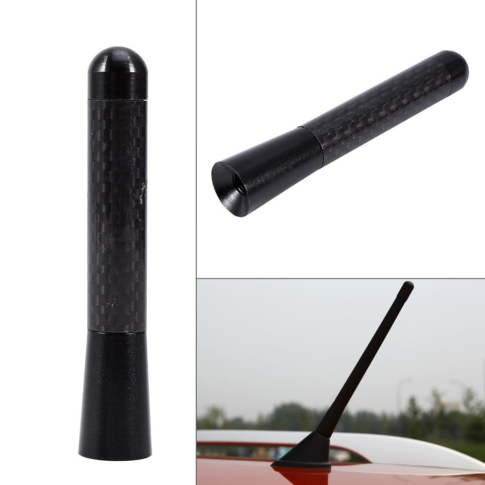 80mm 120mm Black Carbon Fiber Screw Aluminum Car Short Antenna Set Universal Auto Accessories