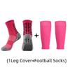 1 Pair of Combination Adhesive Point Anti Slip, Sweat and Odor Resistant  Football Sports Socks+leg Protectors