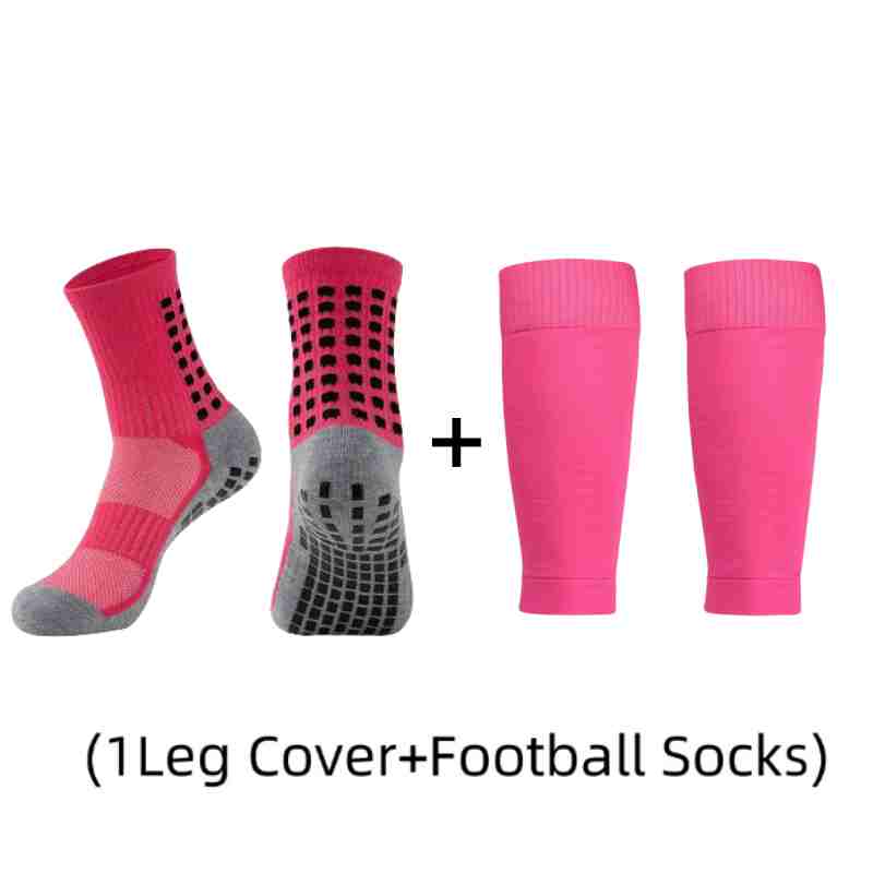 1 Pair of Combination Adhesive Point Anti Slip, Sweat and Odor Resistant Football Sports Socks+leg Protectors