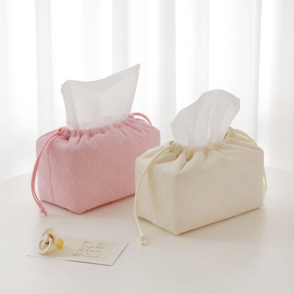 Heart-shape Pattern Cotton Napkin Holder Large Capacity Car Paper Boxes  Bedroom