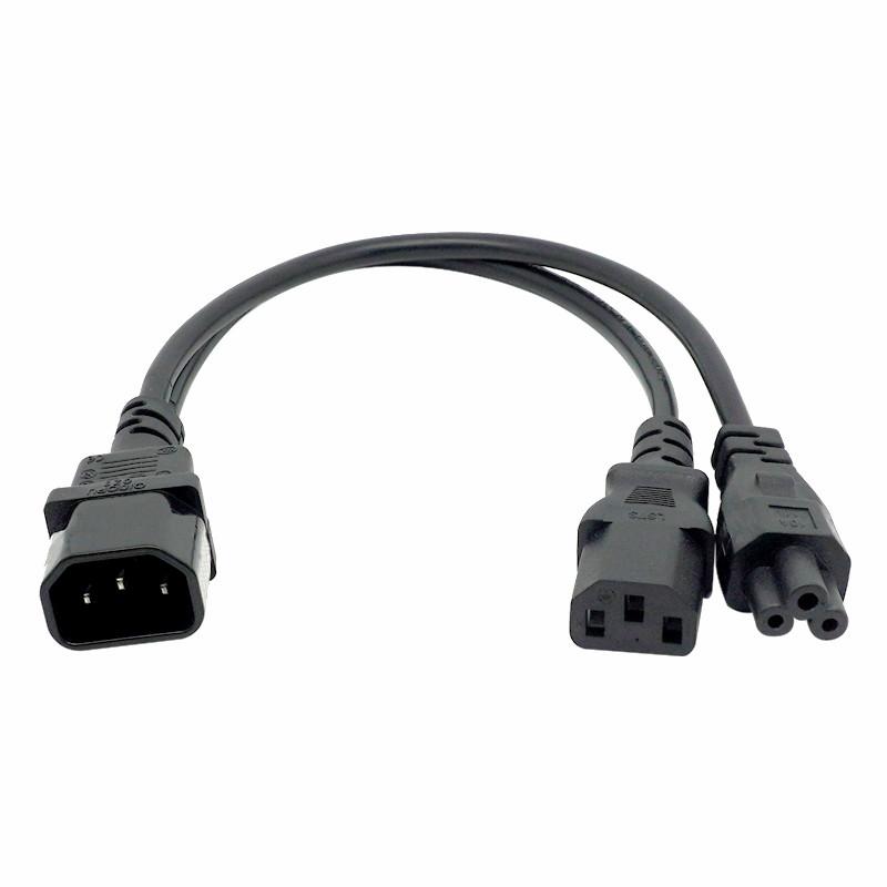 IEC320 C14 C8 на 2x C7 C5 C13 Y-образный разветвитель AC шнур питания IEC Фигура 8 Штекер на 2 Розетки 1 Вход 2 Выхода AC кабель питания 30см Черный