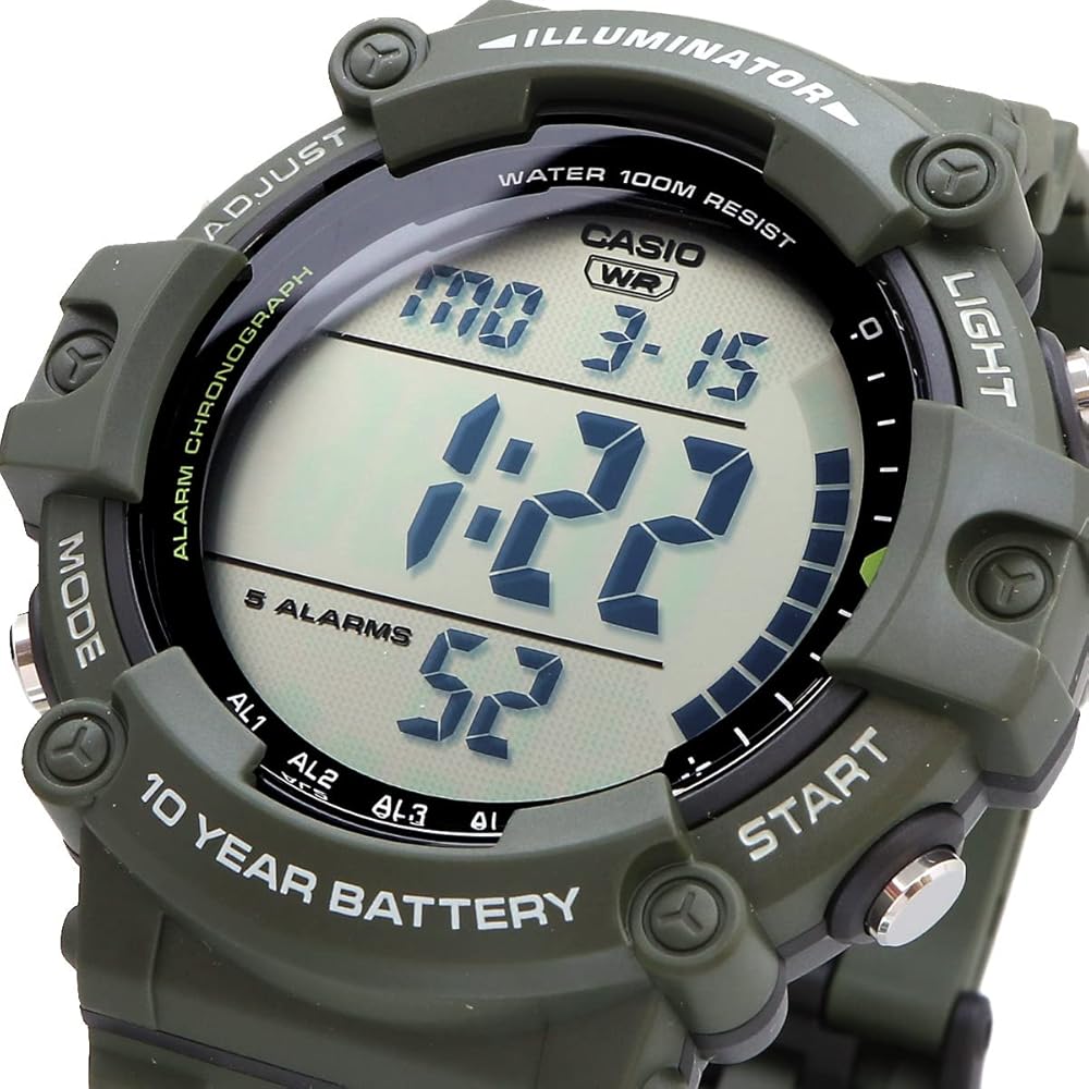 Casio AE-1500WHX-3AV Цифровые часы Длинный ремешок Военно-зеленый Мужские Стандартная модель