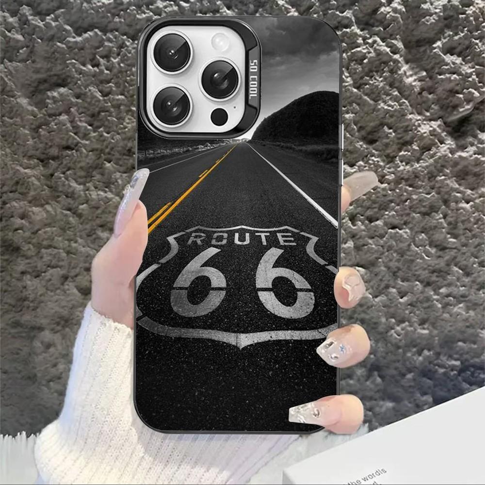 Чехол для телефона America Route 66 для IPhone 16 15 14 13 12 11 Pro Max X XR XSMAX 8 7 Plus Матовый противоударный задний чехол