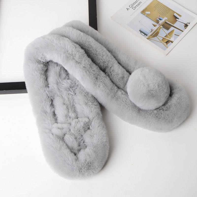 Rex Rabbit Fur Scarf Female Winter Korean Version of Wild Fur Rabbit Fur Collar Student Warm Cute Plush Scarf