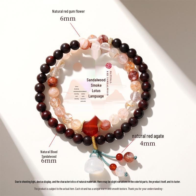 Natural White Jade Green Grape Lotus Pod Double Circle Bracelet - Elegant Chinese Niche Beaded Jewelry
