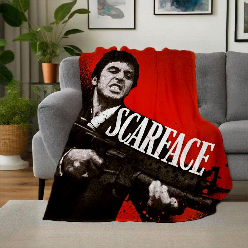 Scarface Movie Poster Print, Al Pacino Wall Art DecorBlanket Flannel Throw Blanket for Sofa, Bed, Travel, Camping, Office, Couch, Chair, And