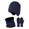 New Hat, Scarf and Gloves Integrated Knitted Hat, Men's and Women's Winter Plush Warm Wool Hat Set