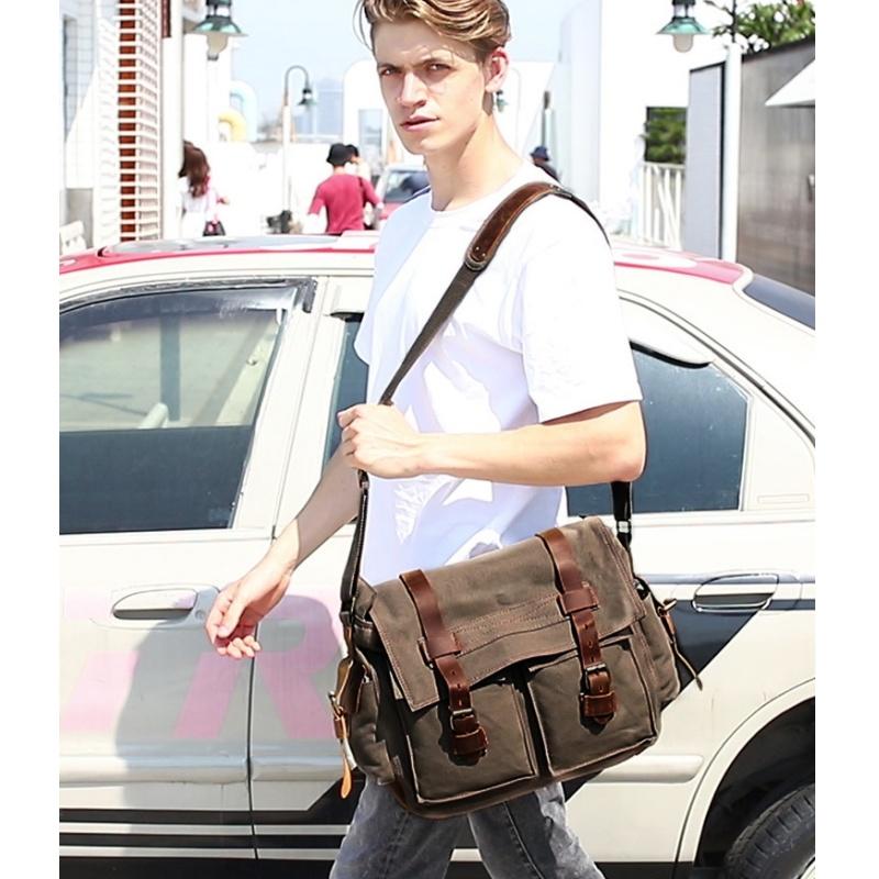 Мужская парусиновая сумка на плечо в стиле ретро, ​​европейско-американский стиль, мужская сумка через плечо, уличный повседневный рюкзак, подарок на день отца