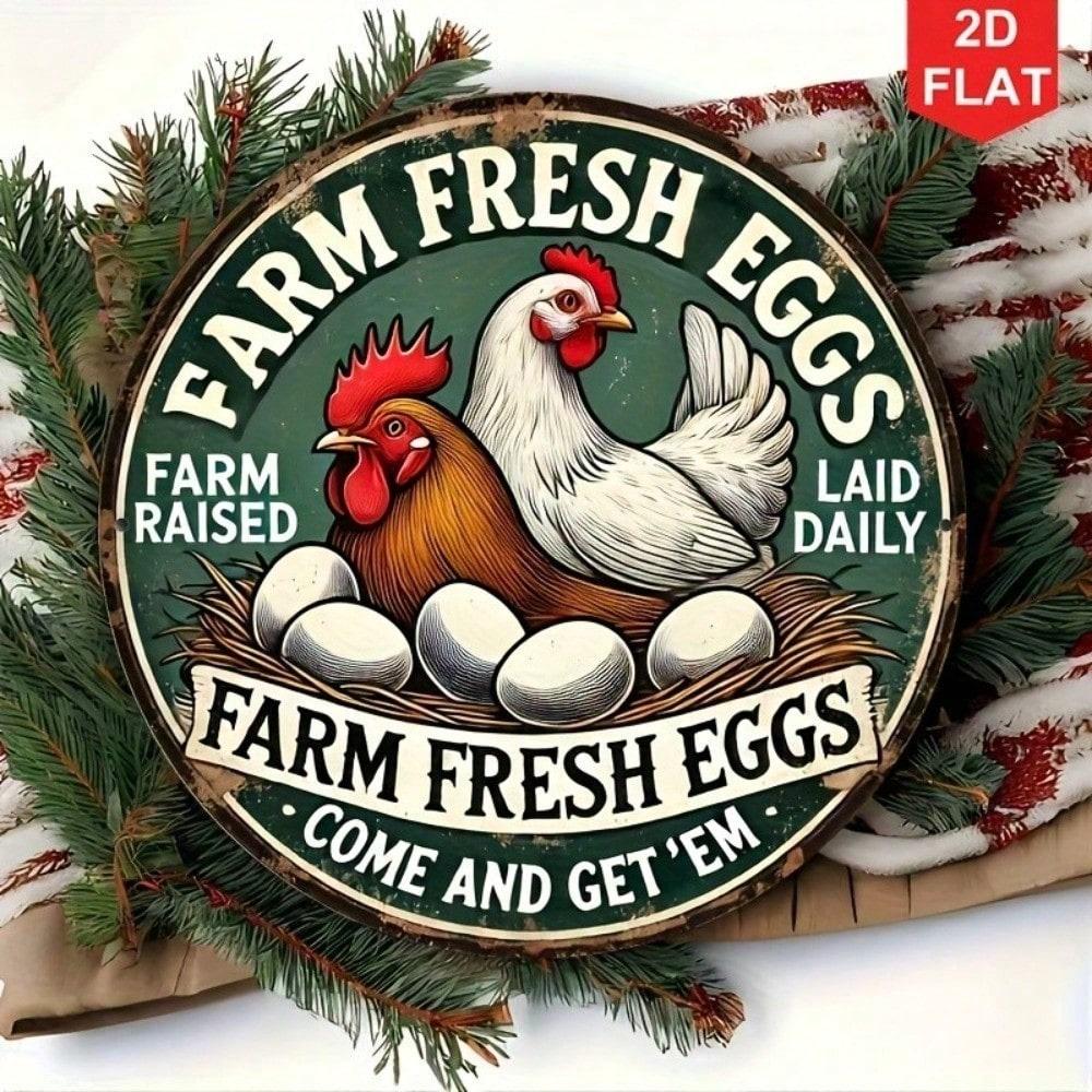 Винтажная металлическая табличка Ekul Farm Fresh Eggs Ретро Металлическое настенное украшение для кухни Бара
