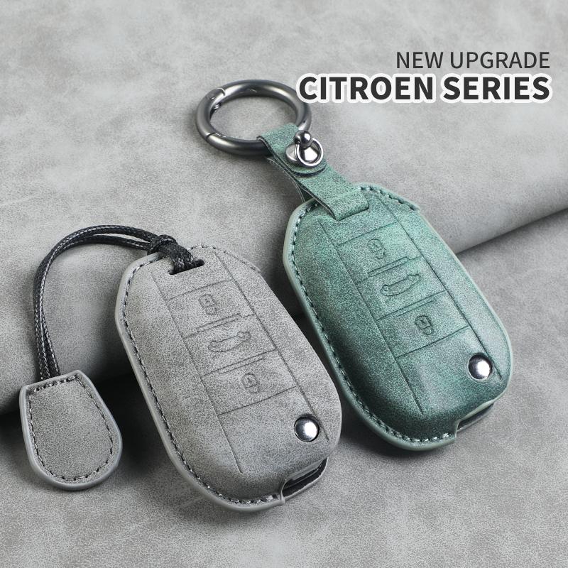 Leather Car Flip Key Case Cover for Peugeot 208 308 408 508 2008 3008 4008 5008 306 407 807 for Citroen C1 C3 C4 CACTUS C6 C8