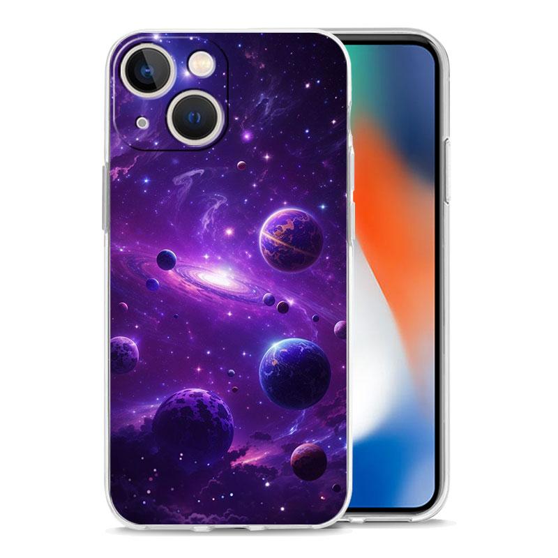 Чехол для телефона iPhone 17 Чехлы iPhone Air 16 15 12 13 14 Pro Max 7 8 Plus 16Pro iPhone11 Мягкий чехол Луна Галактика Вселенная