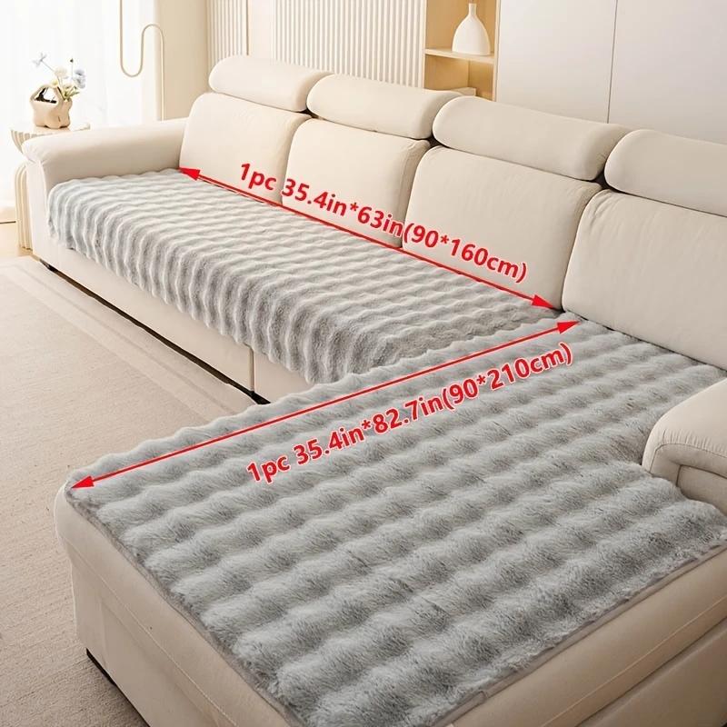 2 шт. Теплый Толстый Плюшевый Искусственный Мех Противоскользящий Чехол на Диван, для Гостиной, Диван-Шезлонг, Полотенце, Универсальный Размер, Моющийся