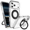 Магнитный прозрачный чехол для iPhone 17 Pro Max с двухцветной вращающейся подставкой для Apple 16/15 Pro