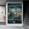 Middle Ages Pirate Ship Poster and Print Funny Century Naval Battle Canvas Painting Wall Art Pictures For Living Room Home Decor No Frame
