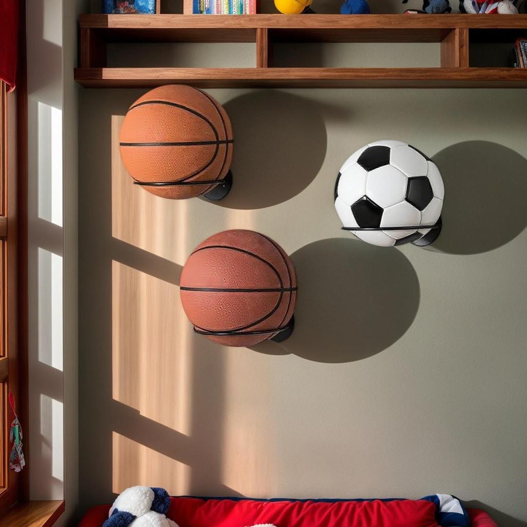 Basketball Mount Metal Wall Organizer Stand For Soccer Multifunctional Ball Storage Holder For Den Living Room Dormitory