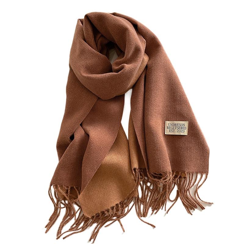 Warm Imitation Wool Scarf Two-sided Winter Long Shawl Classic Cashmere Shawl  Autumn Winter