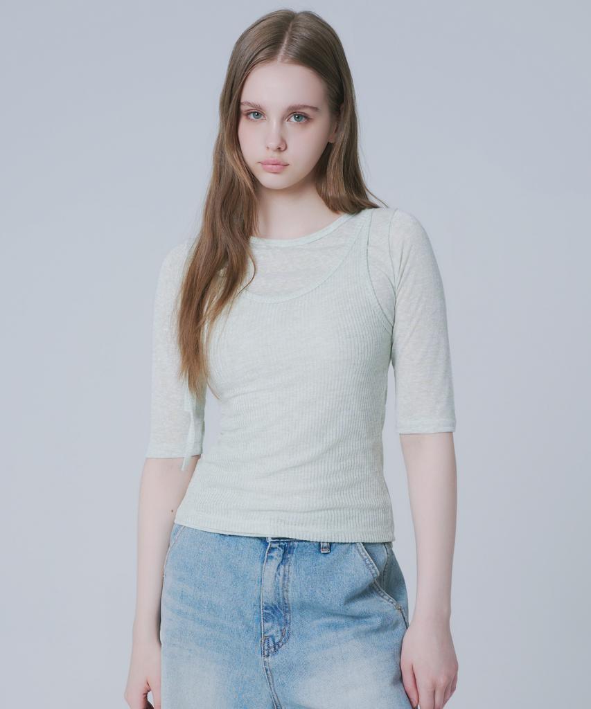 WAARFORWOMAN Wt-87 Lia Two-Piece Set T-Shirt (2 Colors)