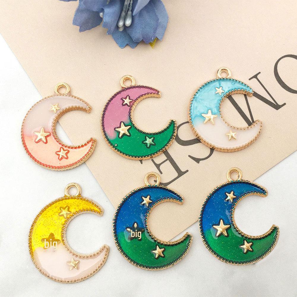 Подвеска «Звездное небо и Луна»: Сплав с пятиконечной звездой и каплей масла для самодельных серег и ожерелий
