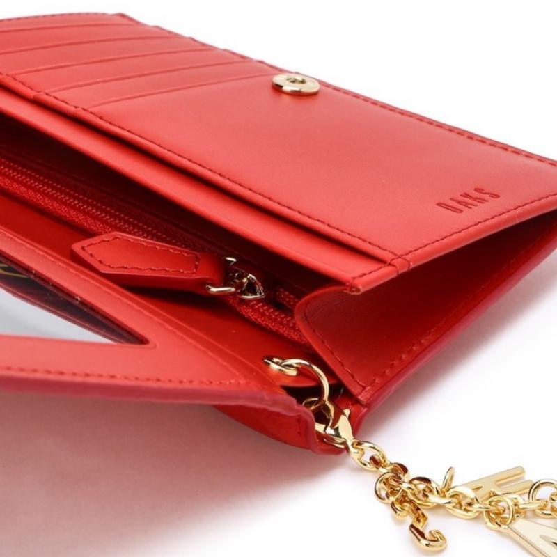 Daks Red Carlisle Embossed Cowhide Gold Dd Wallet
