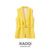 Fashion Style 2024 Summer New Arrival Women's Clothing Elegant All-Matching Sleeveless Stylish Slim Looking Yellow Belt Vest