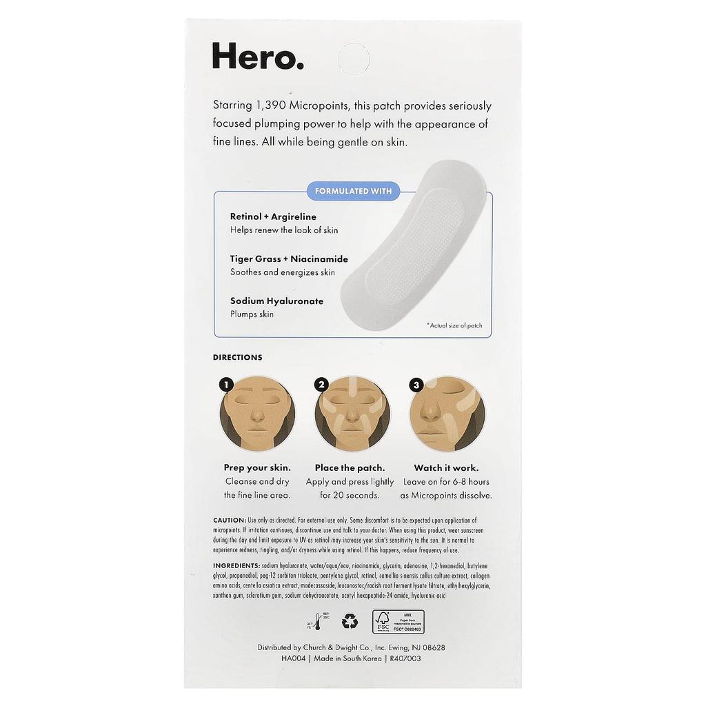 Hero Cosmetics, Mighty Patch®, против мелких морщин, 6 патчей с микроиглами