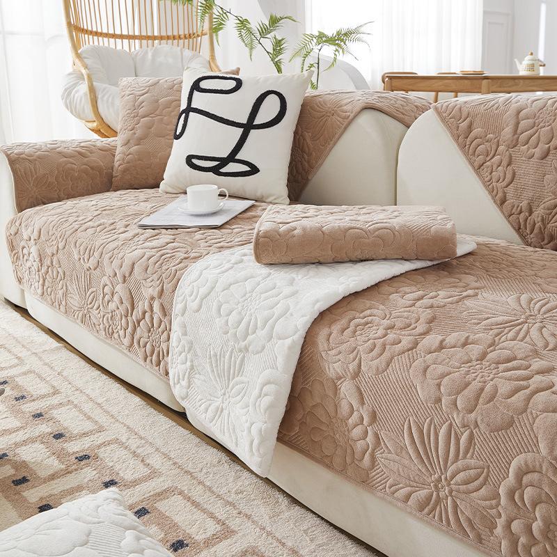 Зимний утолщенный плюшевый коврик для дивана с принтом, противоскользящий и пылезащитный чехол для дивана, L-образный диван, полное покрытие, диван, полотенце, наволочка