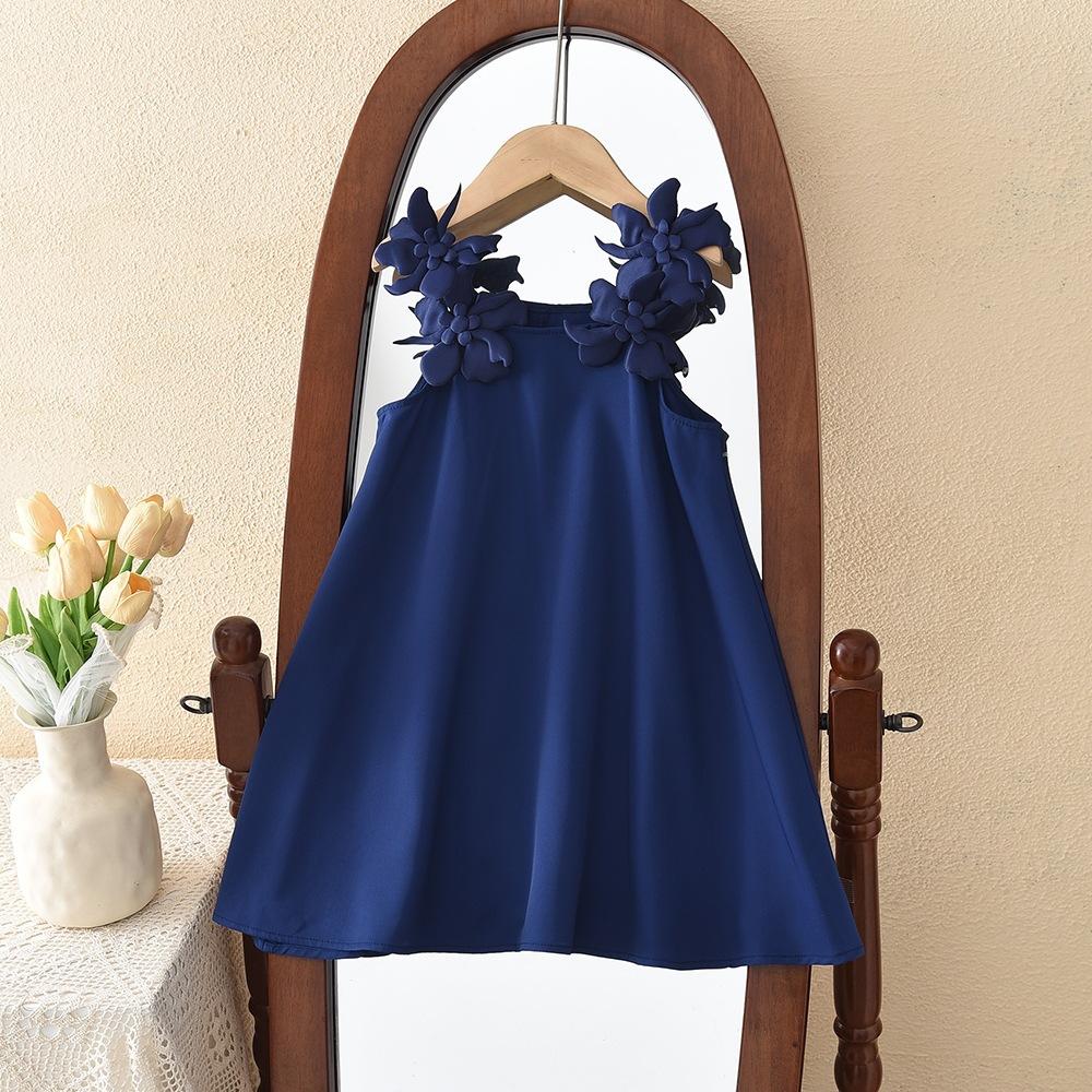 Летнее Новое Трехмерное Цветочное Платье на Бретельках для Девочек Высокого Качества Свадебное День Рождения Платье Принцессы 2-7 Лет