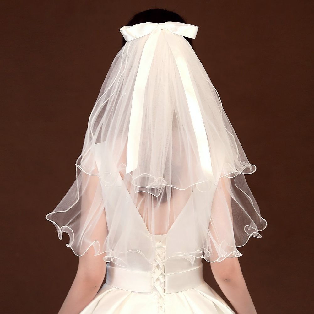 2 шт. Элегантная двухслойная повязка на голову с бантом, свадебная марля, головной убор из марли для невесты, вечеринка