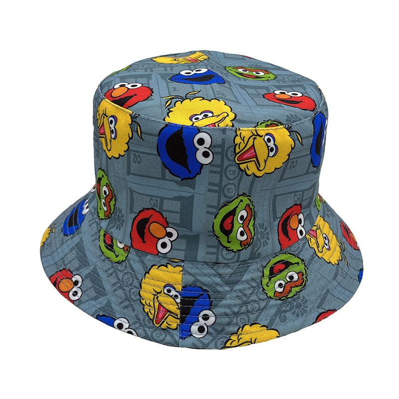 Cartoon basin hat INS sunscreen sun hat fashion Korean version cute versatile student basin hat women's sesame street bucket hat