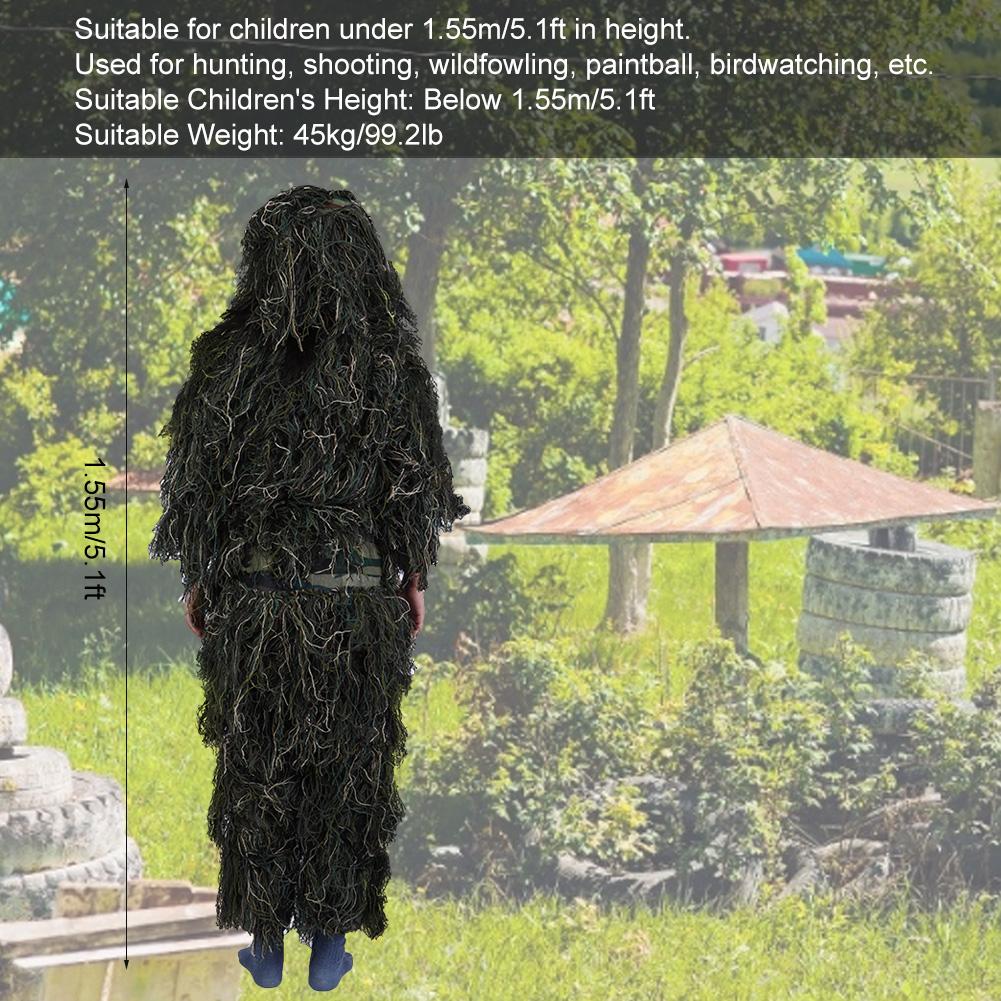 Детская маскировка, детский костюм Ghillie, военная куртка, брюки, шляпа, комплект для охоты