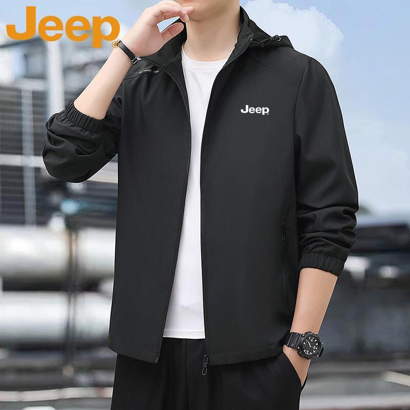 JEEP Men's Spring and Autumn Hooded Windbreaker Jacket