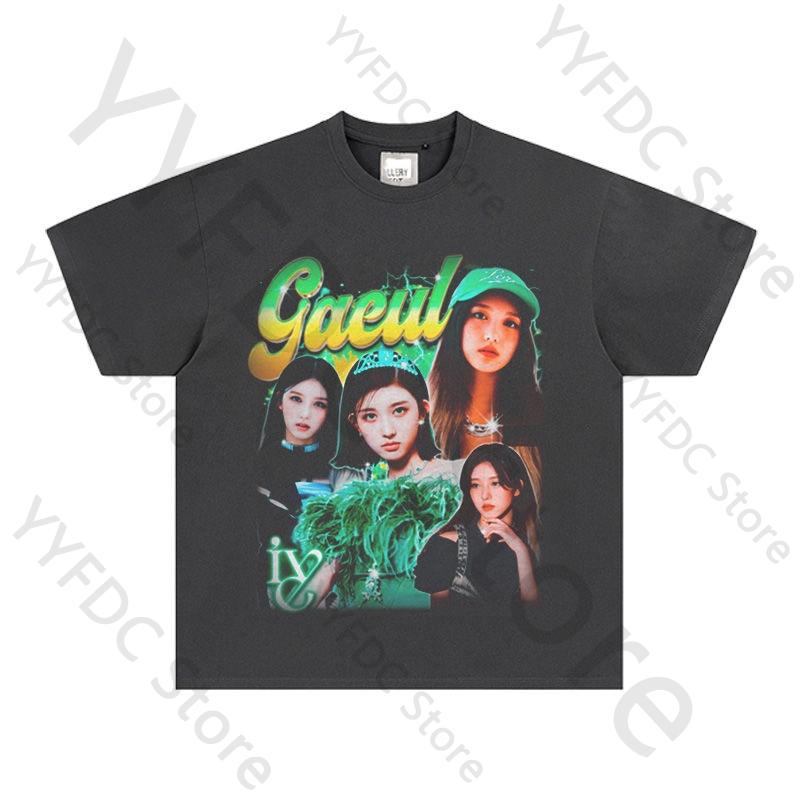 New GAEUL T Shirt Streetwear Retro Trend Y2K Tshirt Women Unisex Summer Cotton Short Sleeve Tee Tops Kpop Fashion Fans Clothes