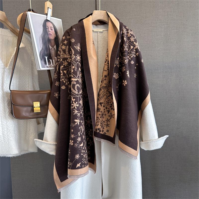Luxury Print Scarf Women Cashmere Shawls and Wraps Female Thick Warm Blanket for Lady Printed Bufanda Winter Scarves Echarpe