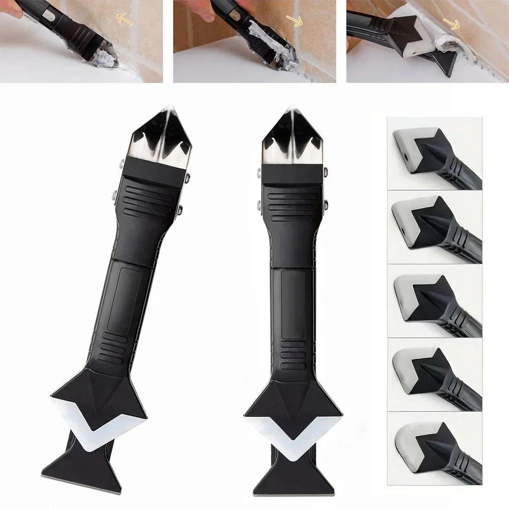 Metal Head 5 In 1 Metal Head Shovel Glue Tool Kit Silicone Corner Scrap Silicone Spatula Ergonomic Handle Sealant Finishing Tool