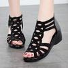 Summer Fashion Women Roman Sandals Soft Soles Hollow Out Sandals Ladies Fish Mouth Shoes Diamond Party Sandals