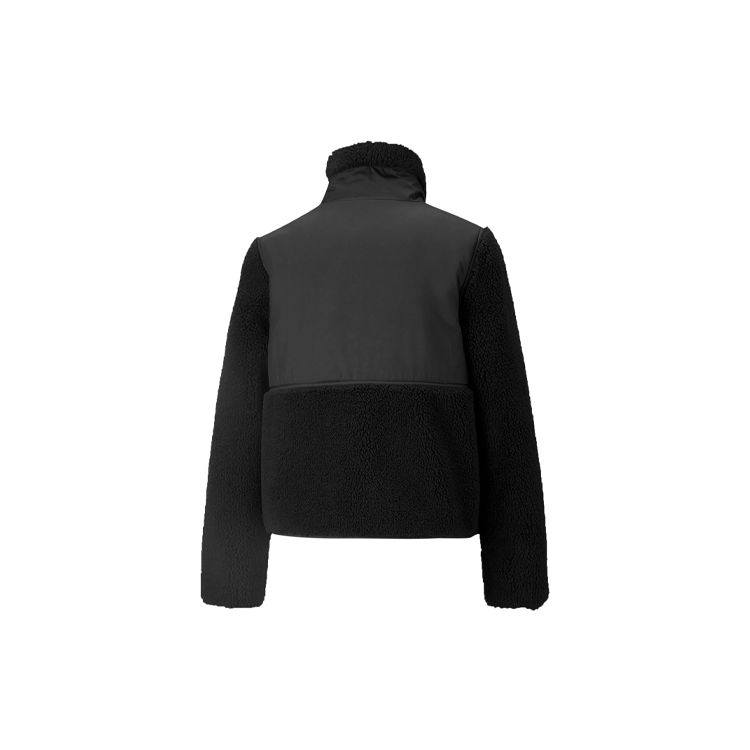 Puma Sherpa Retro Color Block Faux Shearling Stand Collar Jacket Women Jacket Black 846362-01