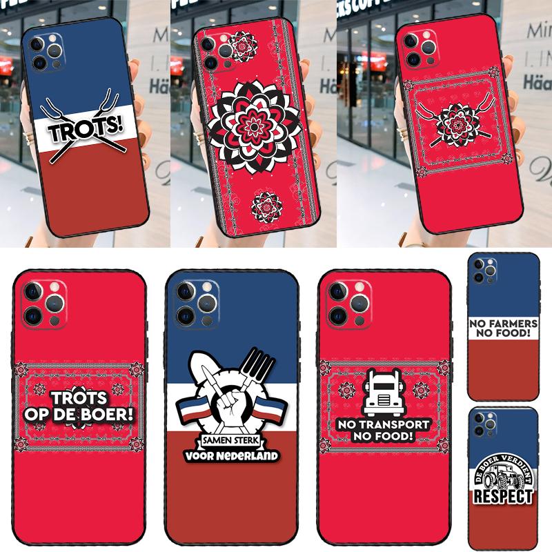No Farmers No Food Trots Op De Boer Phone Case For iPhone 14 15 16 Pro Max 11 12 13 Pro X XR XS Max Plus Cover