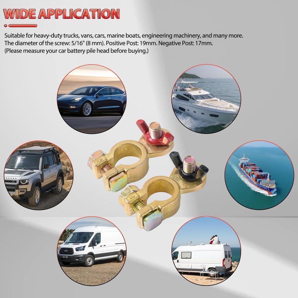 Клемма аккумулятора Клемма аккумулятора Клемма автомобильного аккумулятора D-клемма Разъем клеммы аккумулятора Латунь 12/24В Антикоррозийная шайба Круглая клемма Pl