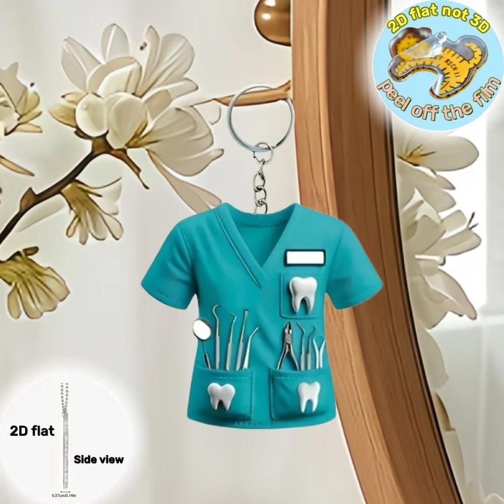 2D Dentist Pendant Doctor Themed Doctor Hanging Decoration Dentist Costume Keychain  Festive