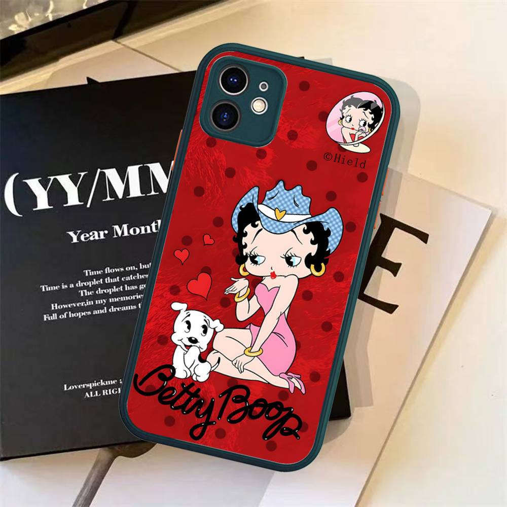 Cartoon B-Betty B-Boop Matte Translucent Phone Case For iphone 16 ProMax 15 14 13 12 11 X XS PRO Plus