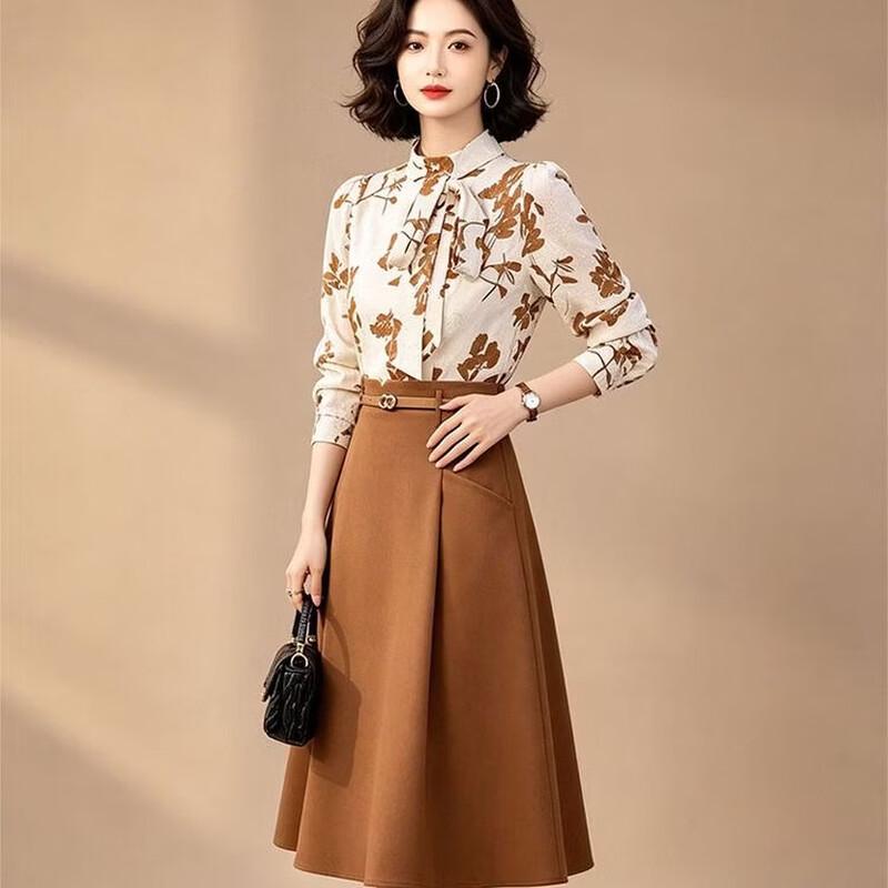 French Elegant Printed A-Line Midi Dress