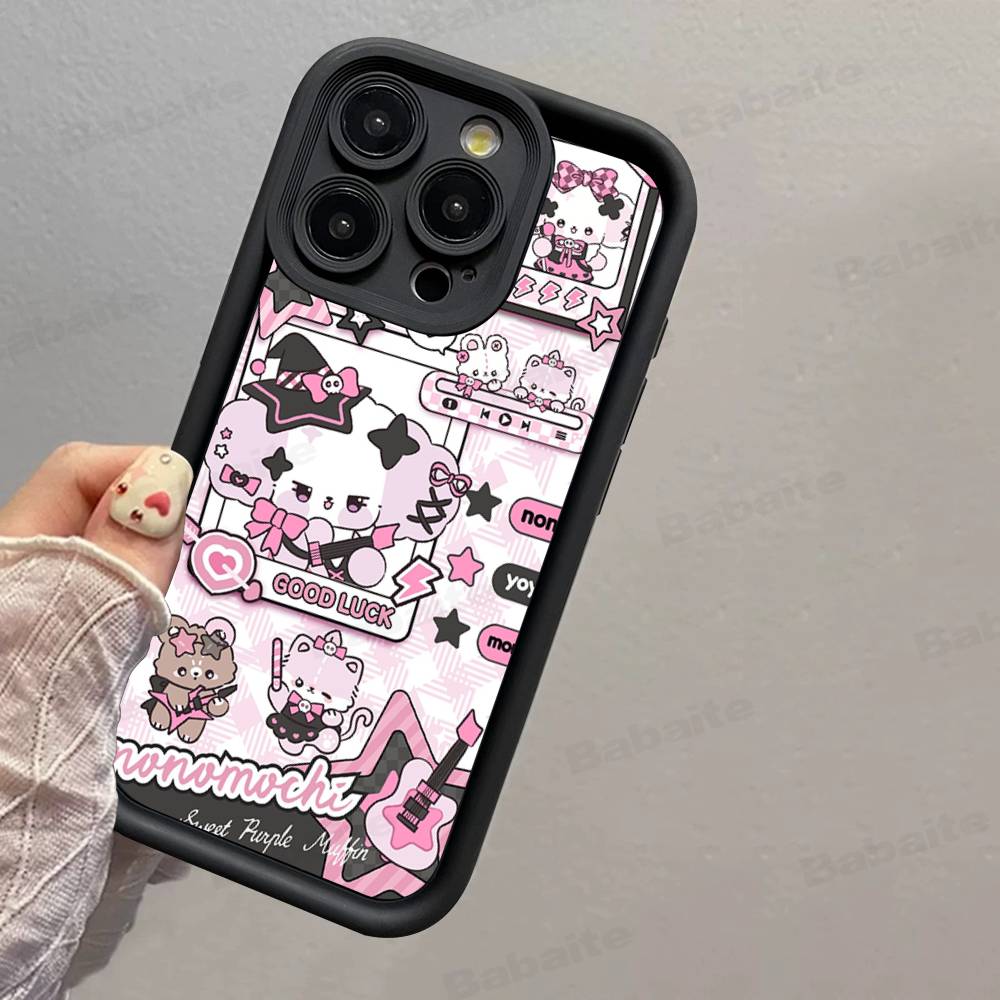 Popular Cute Dog N-Nonomochi Logo For IPhone 17 Pro Max 16 15 14 13 12 11 Plus Black Soft Phone Cover