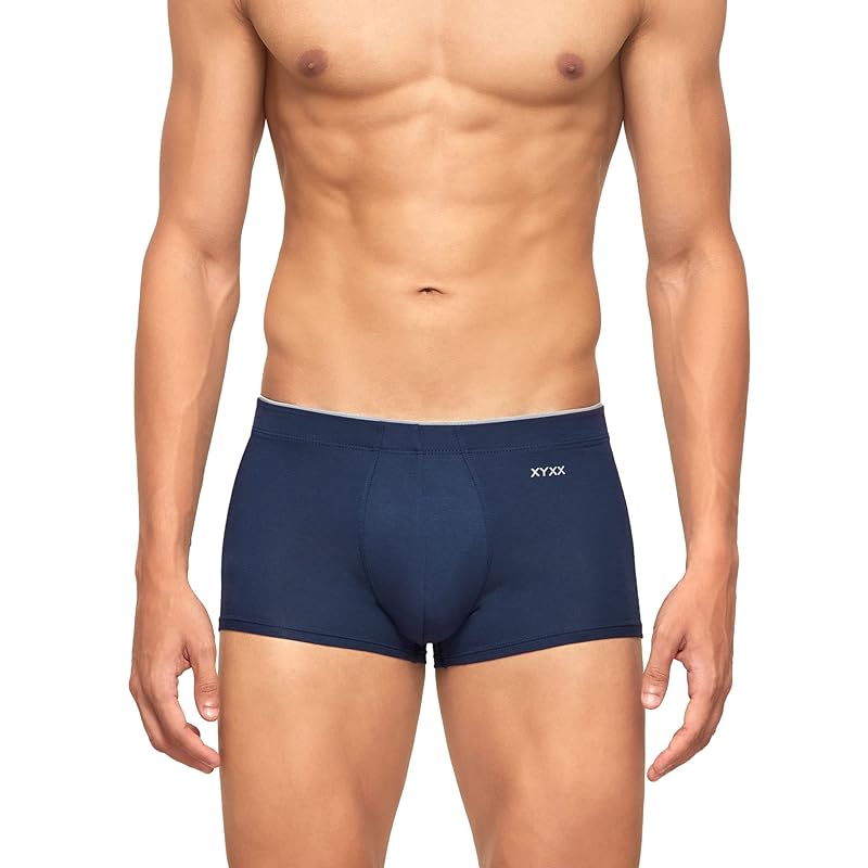 XYXX Men's Underwear Uno IntelliSoft Antimicrobial Micro Modal Trunk Pack of 5 (Dress Blue ; Coral Grey ; Black ; Heathe
