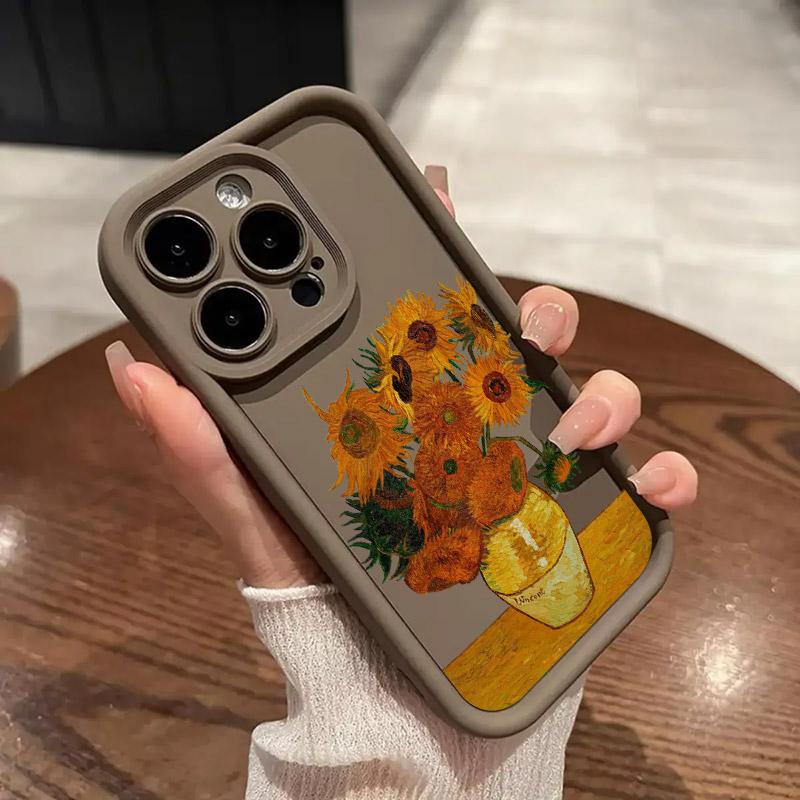 Чехол для iPhone 16 15 11 13 14 12 Pro Max Plus Mini 16Pro с картиной Ван Гога «Звездная ночь» Чехол для телефона Подсолнухи Цветущий миндаль