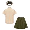 Kids Boys Girls Solider Military Uniforms Clothing Military Training Camp Outfit Short Sleeve Shirt Top with Pants Skirt Cap Tie