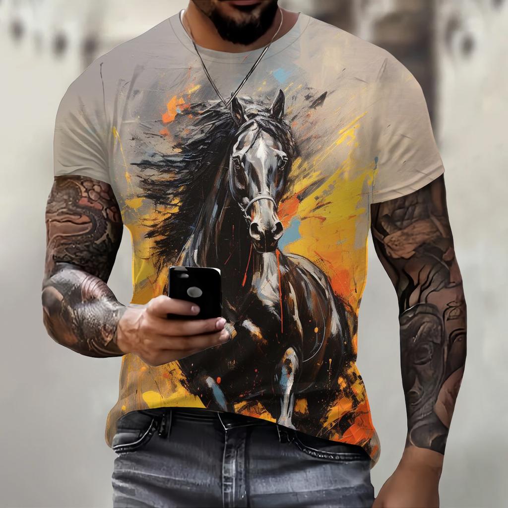 Трендовая одежда Harajuku, повседневная, забавная, с 3D-принтом животных, мужская футболка, уличная, с круглым вырезом, с коротким рукавом, летняя мода, дышащие топы