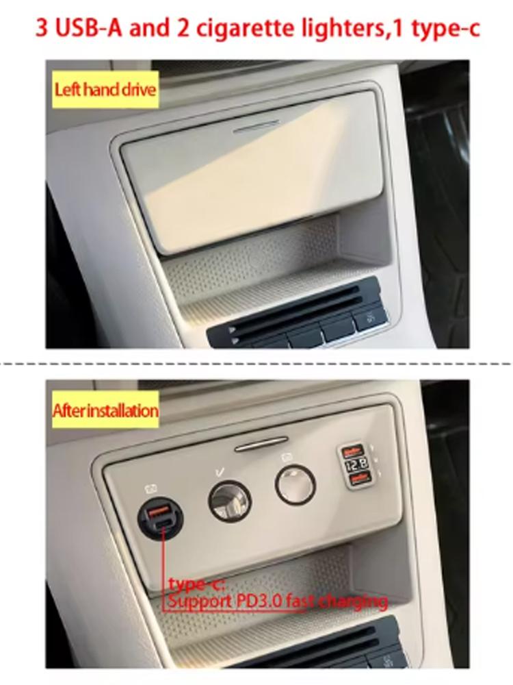 KEN CHUANG Автомобильное зарядное устройство для VW Tiguan Prototype Golf Plus Модифицированное гнездо прикуривателя Быстрая зарядка для iPhone Xiaomi HUAWEI Мобильный телефон