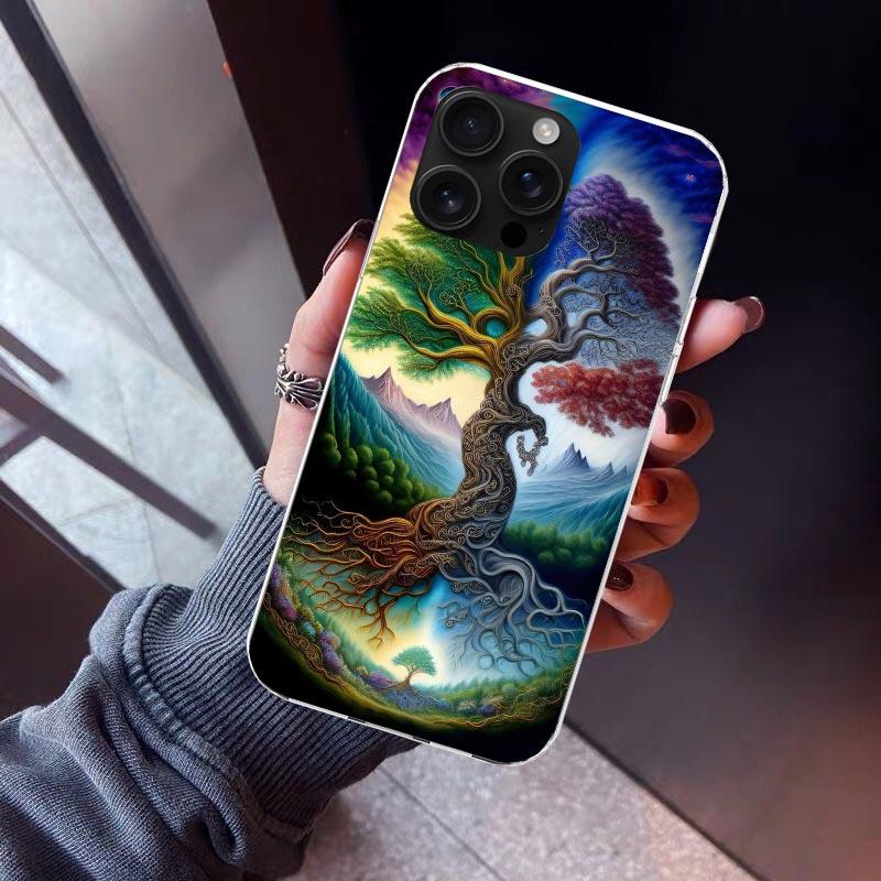 Tree of Life Space Phone Case For iPhone 17 Air 16 15 Pro Max 14 Plus 13 Mini 12 11 Cover 7 8 SE Silicone Shell Print Fundas 17